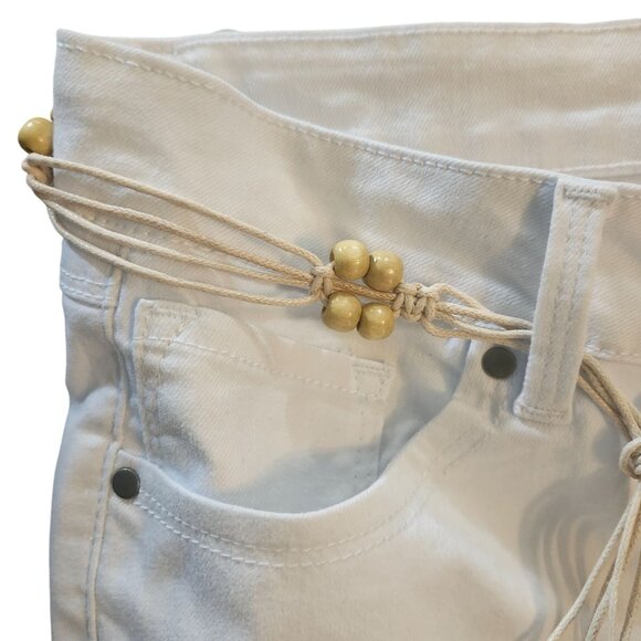 Size 16 White High Waist Ankle Pants with Cord Belt by D Jeans Recycled Twill - Picture 3 of 13